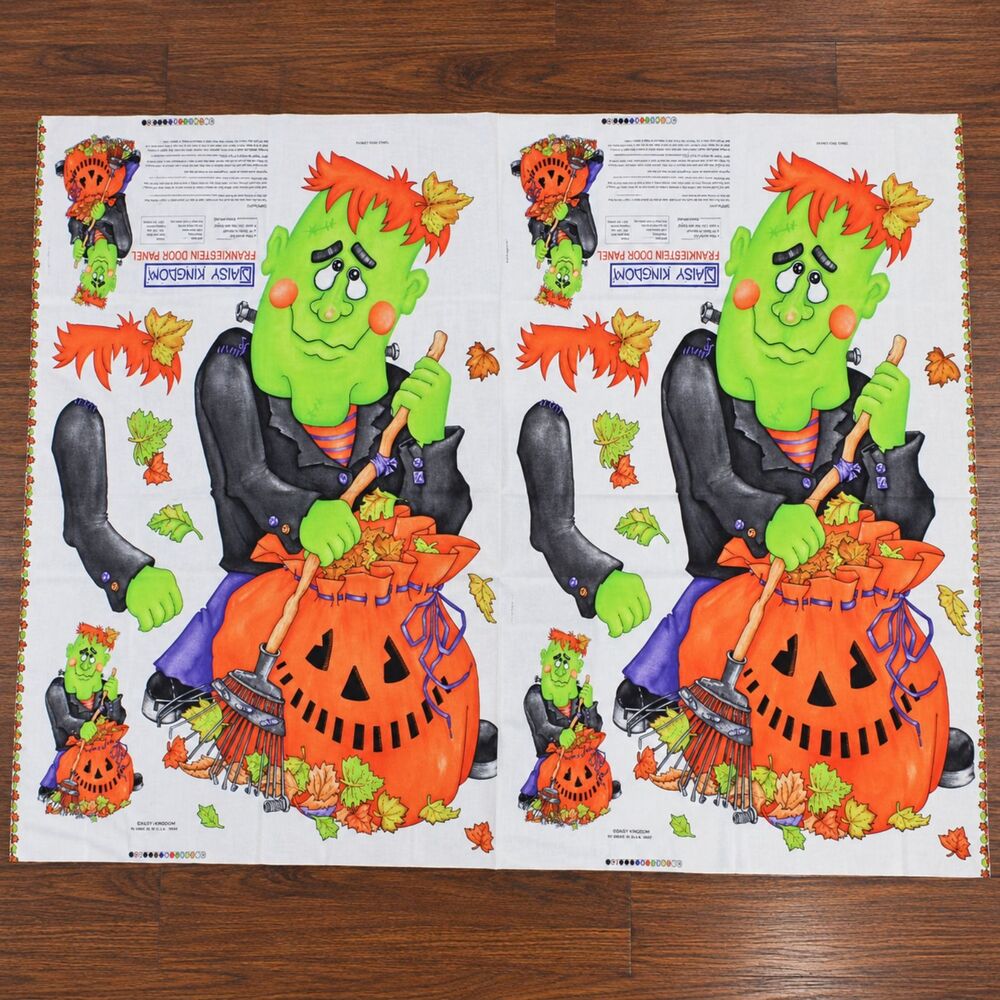 Lot of 5 Halloween Vest Fabric Panels Sewing Frankenstein Jack o Lantern Ghost